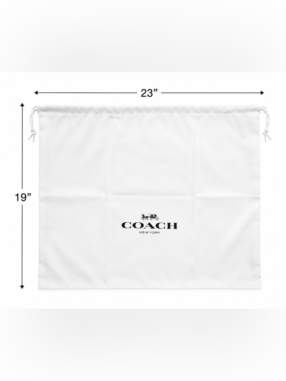 Coach White Drawstring Dust Bag with Black Logo